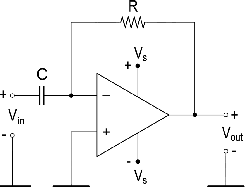 Differentiator based on an operational amplifier